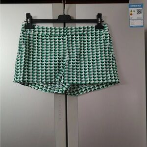 Joie Green & White Geometric Print Shorts - Size 2 - NWT
